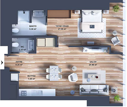 1 Bed Apartment